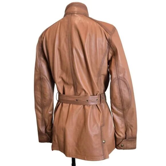 Lauren Ralph Lauren Oversize 4 Lambskin Leather Burnished Jacket NWT Cognac - Picture 9 of 10